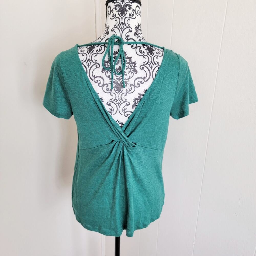 Anthro Maeve Horizon Rear Twist Linen Tee - Picture 3 of 5